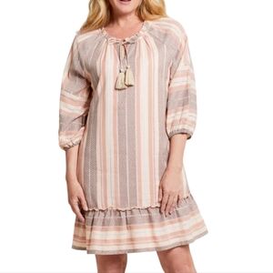 NWT TRIBAL Boho Striped Cotton Dress Clay